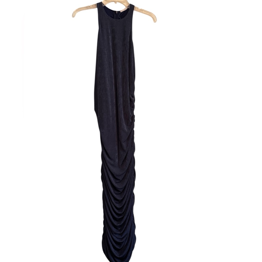 Chrysanthemum Blue Ruched Bodycon Midi Dress